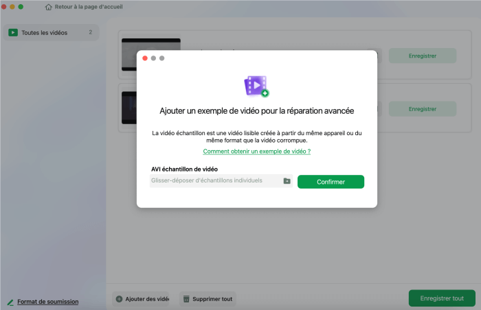Exécutez le processus avancé de réparation vidéo