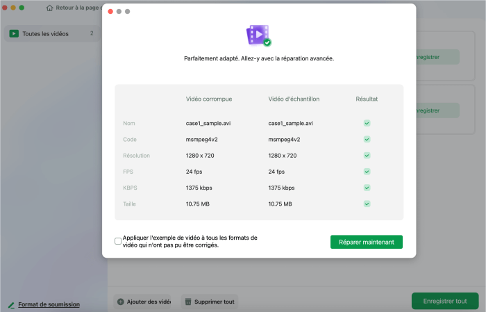 Visualisez et enregistrez la vidéo réparée en mode avancé