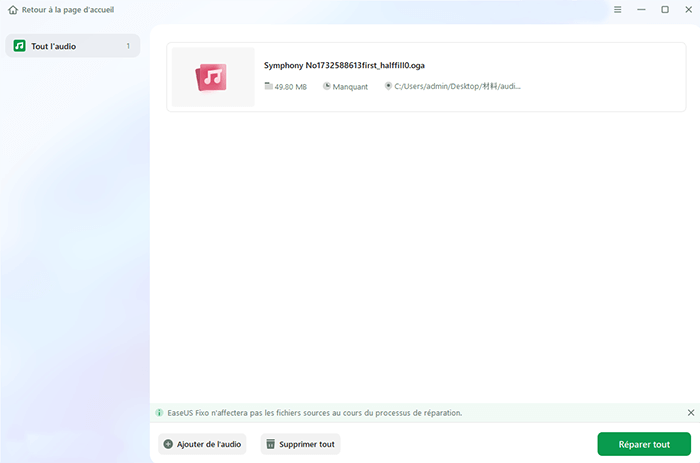 sélectionner les fichiers audio à réparer