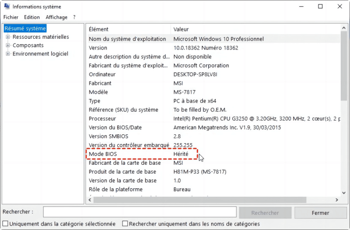 entrer dans le menu de démarrage du BIOS
