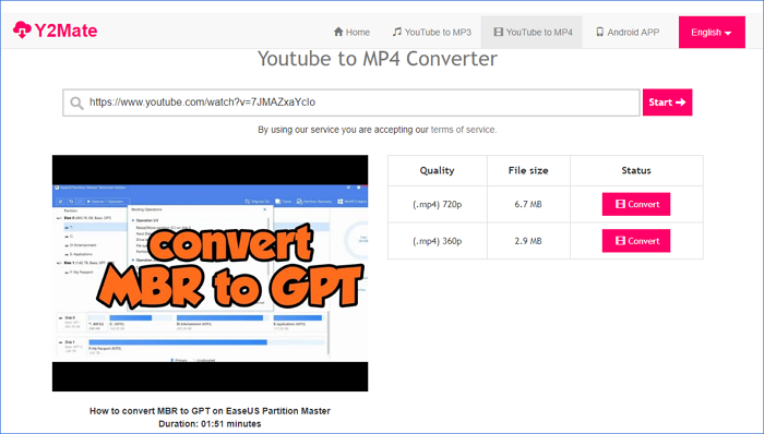 Comment convertir YouTube en MP4 720p en ligne
