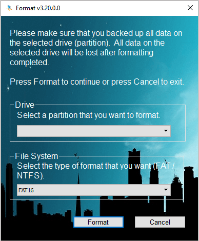 Option de formatage de Apacer USB 3.0 Repair Tool