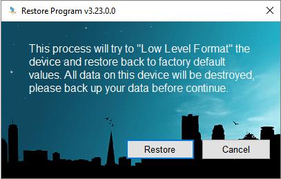 Option de restauration de Apacer USB 3.0 Repair Tool