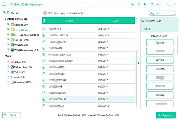 écran principal d'apeaksoft android data recover