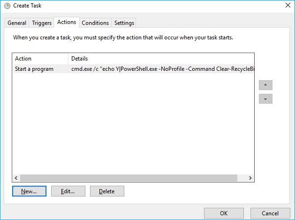 ouvrir l'onglet d'action