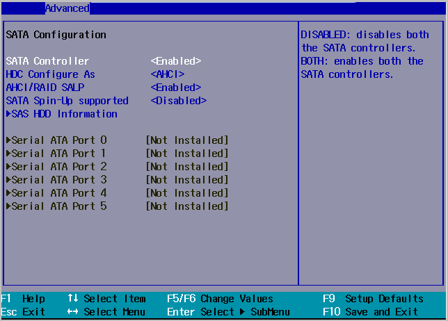 bios contrôleur sata