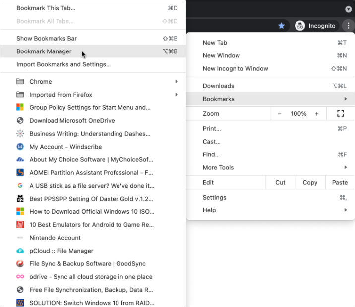 gestionnaire de favoris