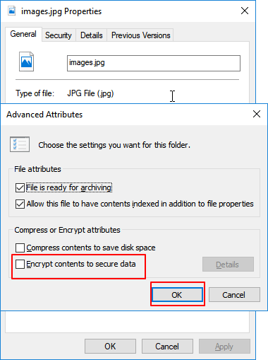Supprimer le cryptage des photos.
