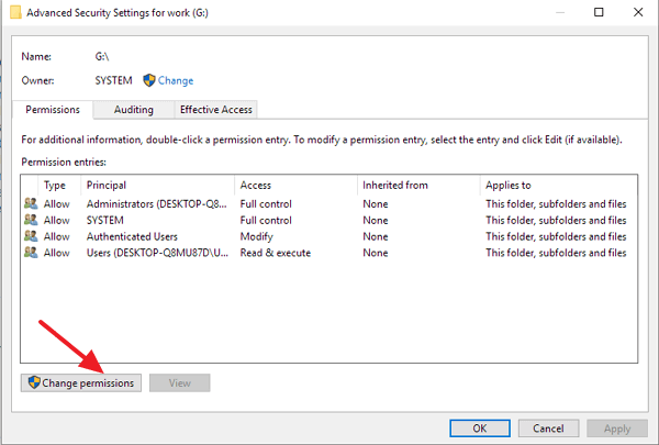 modifier les autorisations pour réparer wd mon accès au passeport refusé