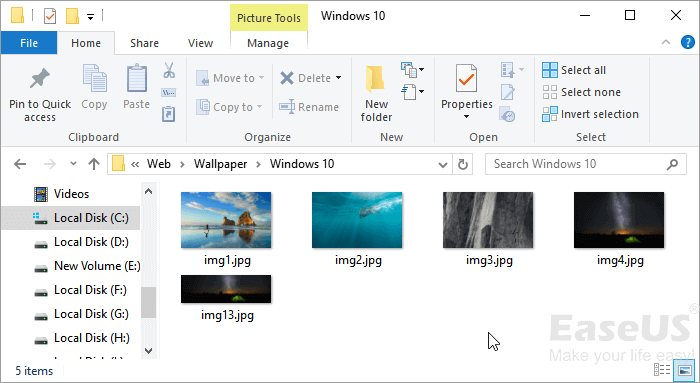 Vérifier les fonds d'écran au lecteur local pour les trouver.