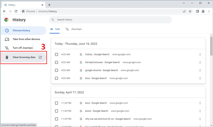 effacer l'historique du navigateur