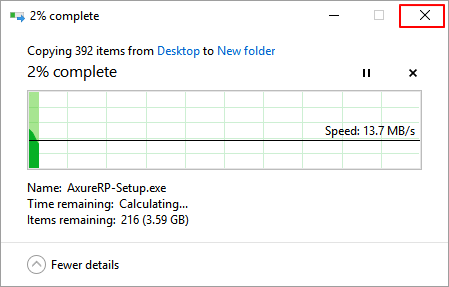 Annuler le processus de copie de fichiers