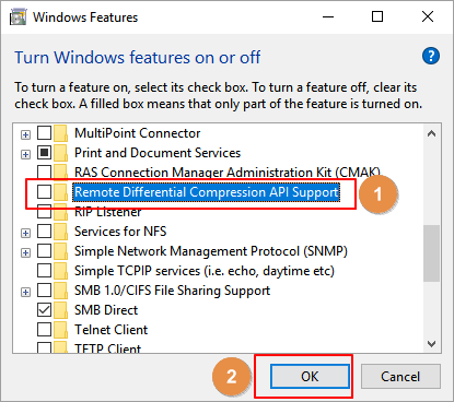 Décochez Supprimer la compression différentielle