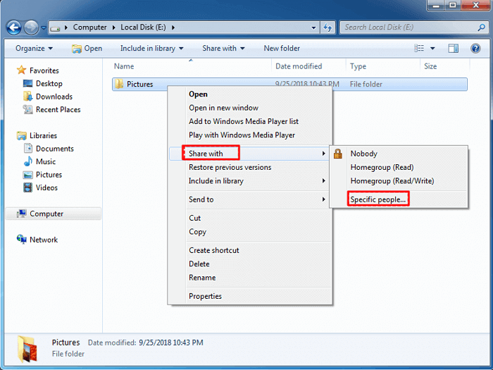 Créer un lien partagé sous Windows 7.