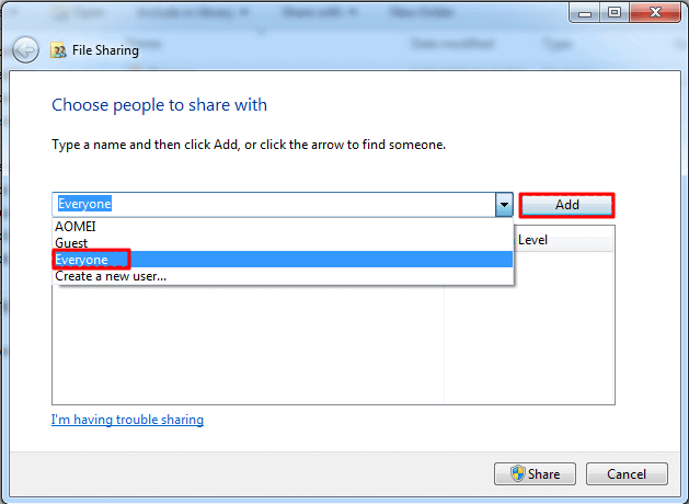 Sélectionnez les personnes cibles avec lesquelles vous souhaitez partager.
