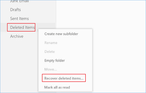 comment recuperer message hotmail supprimé