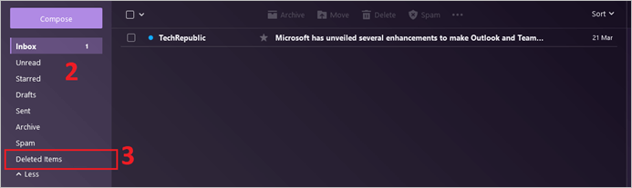 éléments supprimés