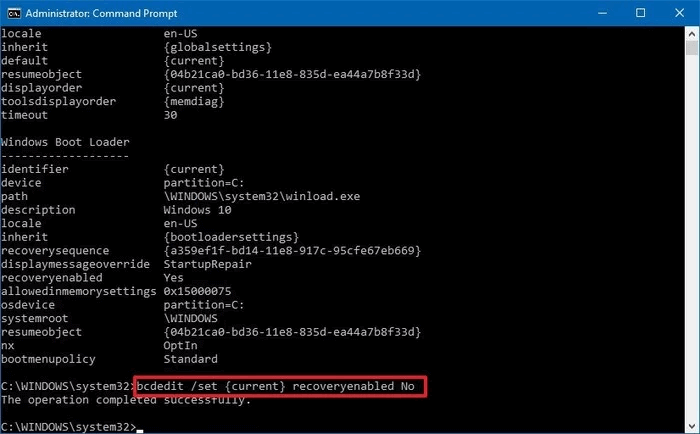 Désactiver la réparation automatique