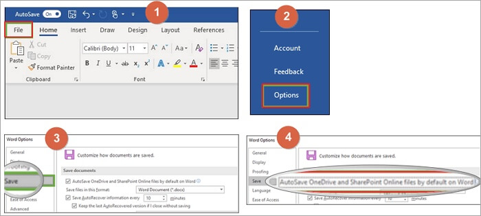 désactiver l'enregistrement automatique sous Windows