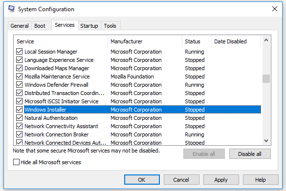 Solution pour l'Explorateur Windows ne fonctionne plus - désactivez les services de démarrage.