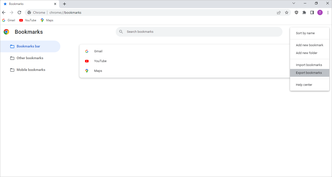 signet d'exportation