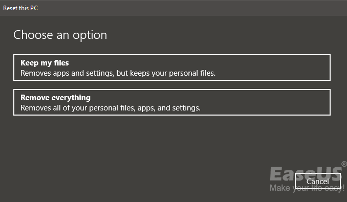 Conserver mes fichiers ou tout supprimer