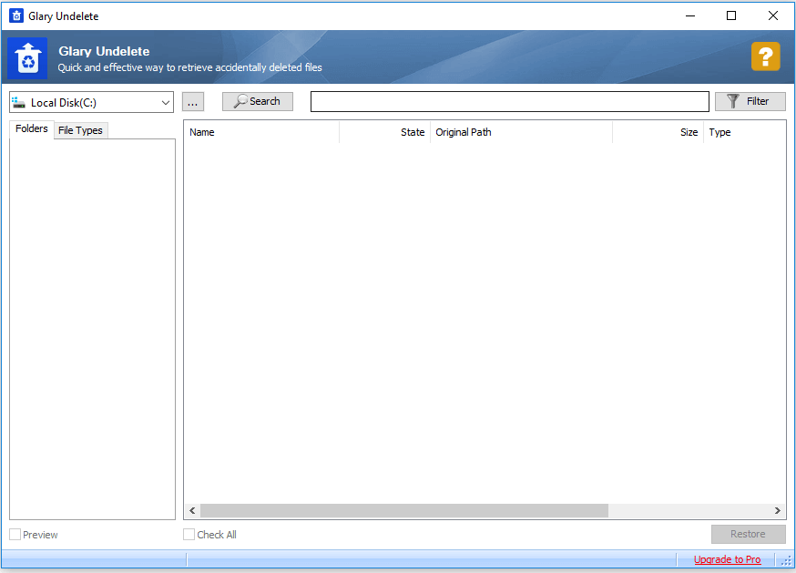 logiciel de récupération de fichiers - glary undelete