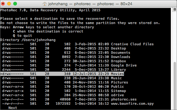 logiciel de récupération de données sur disque dur - photorec