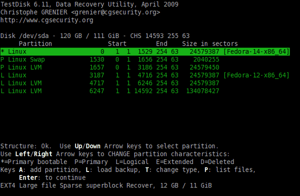 Logiciel de récupération de fichiers sous Linux - TestDisk