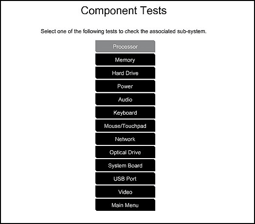 Exécuter le test via les diagnostics du système dans le menu d'amorçage HP