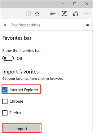 récupérer les favoris de Edge