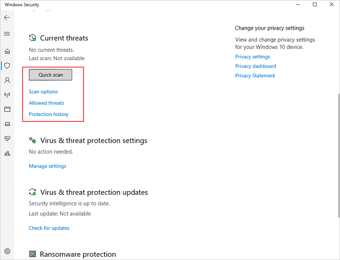 réparer l'erreur Kernel Data Inpage avec windows defender