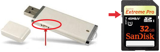 placez le commutateur de verrouillage en position déverrouillée pour supprimer l'état de lecture seule