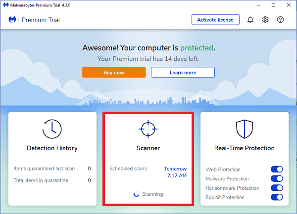 interface malwarebytes