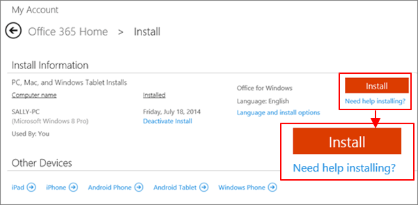 Installer Microsoft Office 365 sur un autre PC