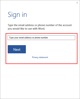Connectez-vous à Word avec un compte MS.