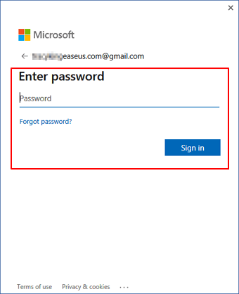 Connectez-vous avec le mot de passe du compte MS.