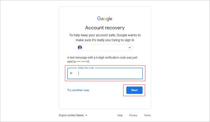 saisissez votre code de téléphone
