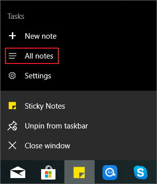 comment récupérer sticky note sous Windows 10