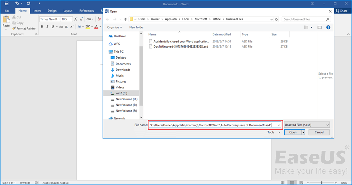 comment récupérer un document Word non enregistré