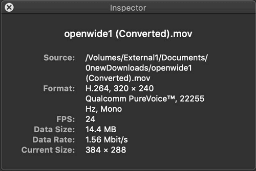 Vérifier le fichier MOV