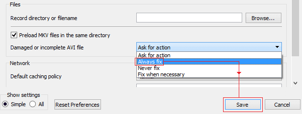 réparer un fichier vidéo mp4 corrompu en utilisant VLC étape 4