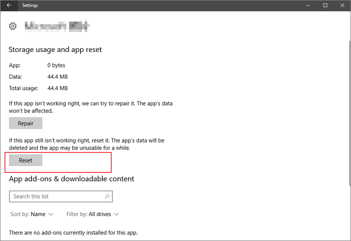 réinitialiser l'application photo pour corriger une valeur non valide pour l'erreur de registre-2