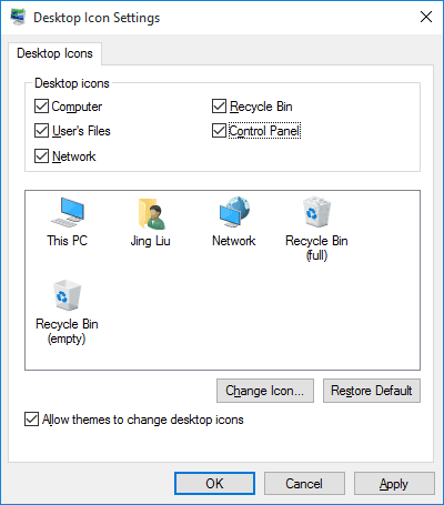 ajouter des icônes sur le bureau dans Windows 10