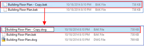 Trouvez le fichier BAK.