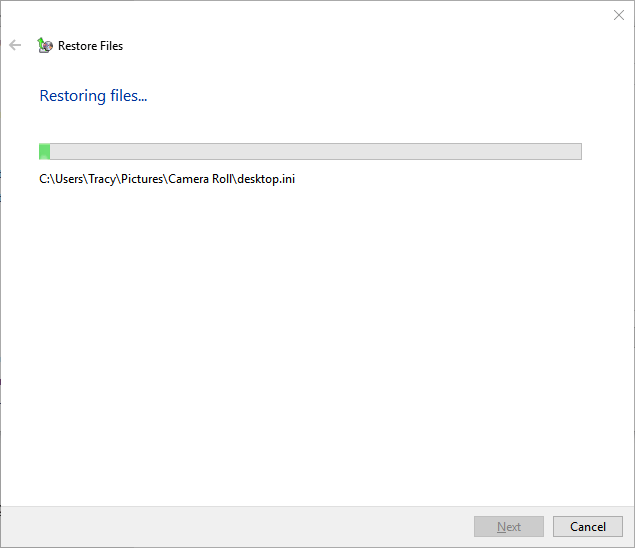 Attendez que la récupération soit terminée