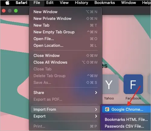 sélectionnez google chrome