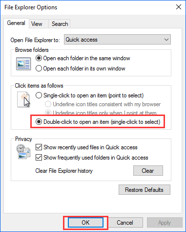 Correction pour le double-clic ne permettant pas d'ouvrir les fichiers dans Windows 10 - 1