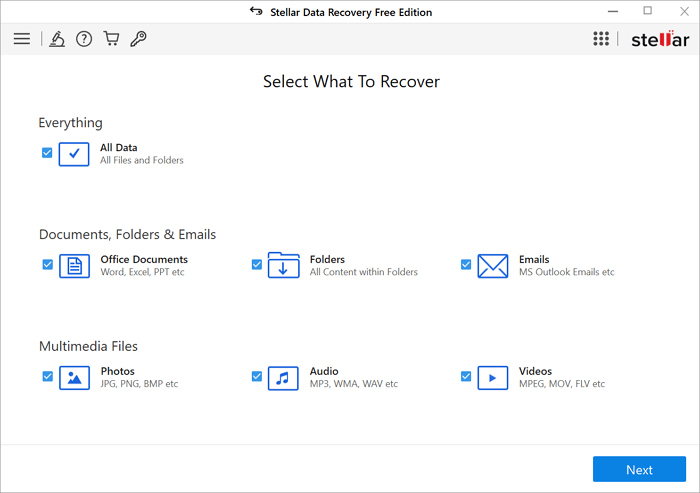 interface principale de stellar photo recovery