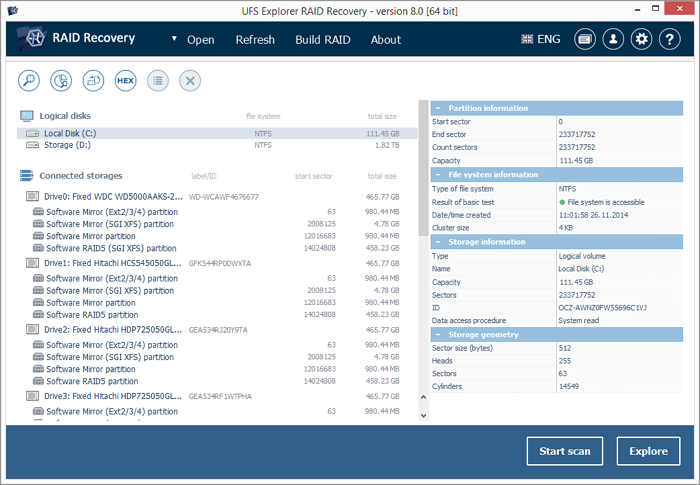 récupération ufs raid